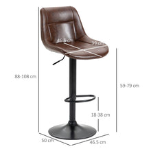 Load image into Gallery viewer, Elegant 360° Swivel Kitchen Stools - Set of 2, Brown PU Leather Comfort
