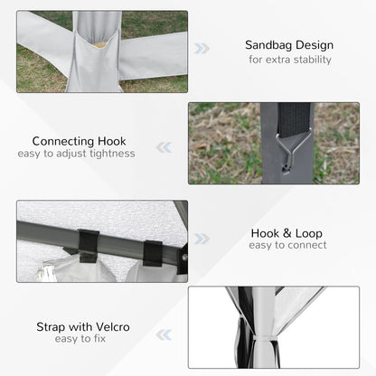 Hexagonal 3.2m Pop-Up Gazebo with Mesh Walls & Carry Bag - Light Grey Comfort