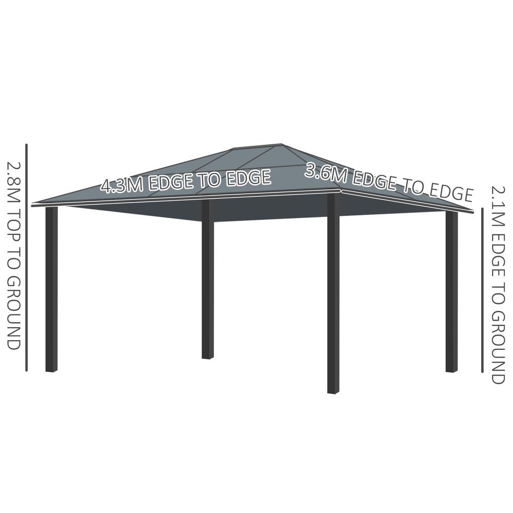 Outsunny Deluxe 4.3x3.6m Hardtop Gazebo with Curtains & Insect Screens