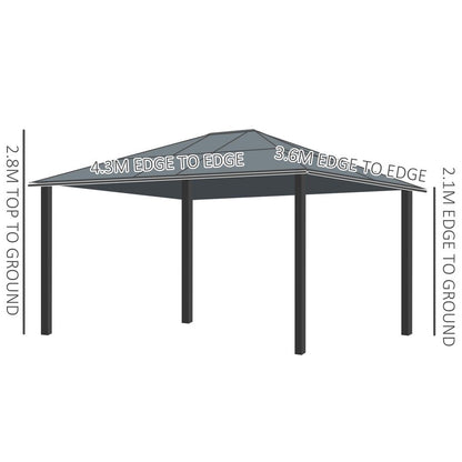 Outsunny Deluxe 4.3x3.6m Hardtop Gazebo with Curtains & Insect Screens