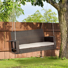 Load image into Gallery viewer, Cozy 2-Person Rattan Porch Swing Bench with Cushions – Cream White Comfort
