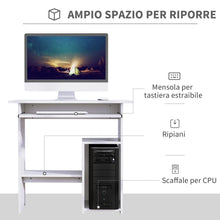 Load image into Gallery viewer, Modern Compact Computer Desk with Slide-Out Keyboard Tray – White Finish
