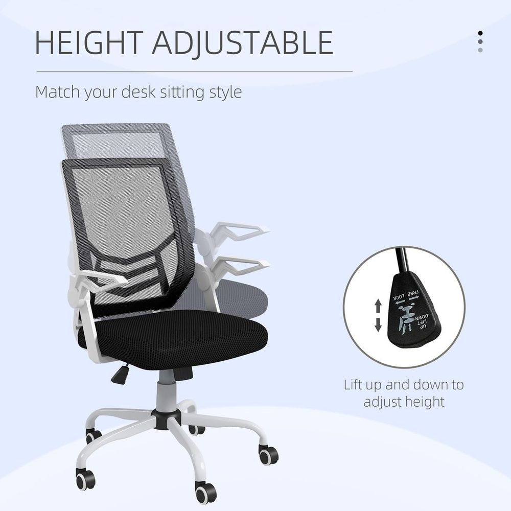 Vinsetto Ergonomic Mesh Office Chair with Lumbar Support - Black Swivel Comfort