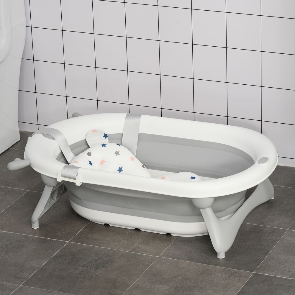 Safety First: Ergonomic Foldable Baby Bath Tub with Temperature Warning Plug