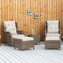 Load image into Gallery viewer, Elegant 2-Seater Rattan Sofa Set with Cushioned Stools &amp; Table for Garden Relaxation
