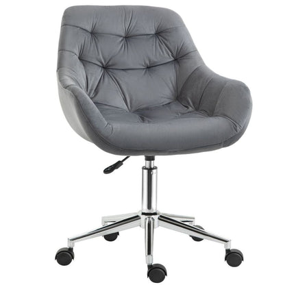 Elegant Velvet Home Office Chair: Adjustable Comfort in Dark Grey
