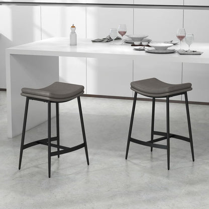 Elegance Meets Comfort: HOMCOM Set of 2 Upholstered Bar Stools in Grey