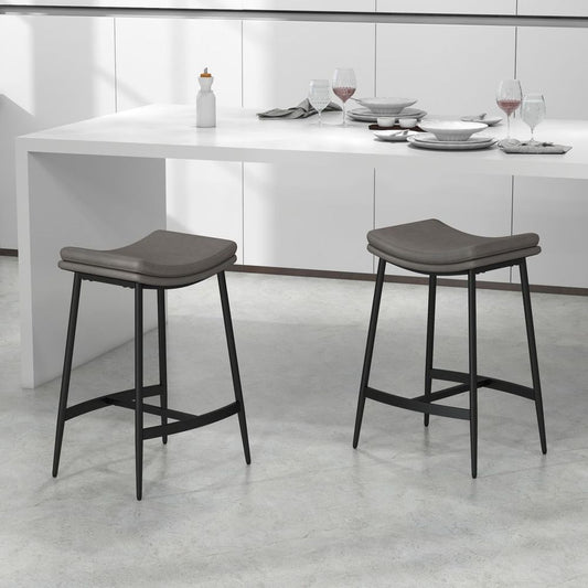 Elegance Meets Comfort: HOMCOM Set of 2 Upholstered Bar Stools in Grey