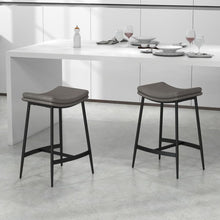 Load image into Gallery viewer, Elegance Meets Comfort: HOMCOM Set of 2 Upholstered Bar Stools in Grey
