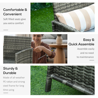 Outsunny 2-Piece Rattan Lounge Set with Cushions & Stylish Side Table