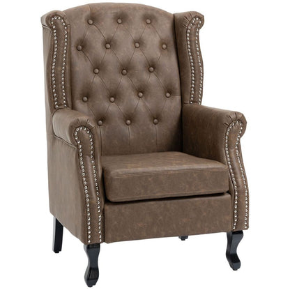 Vintage Chesterfield Wingback Accent Chair - Tufted Brown Elegance