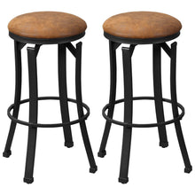 Load image into Gallery viewer, Retro Comfort: Set of 2 Microfiber Bar Stools with Swivel Steel Legs
