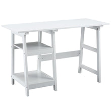 Load image into Gallery viewer, Compact White PC Desk with Storage Shelves - Stylish Workstation Solution
