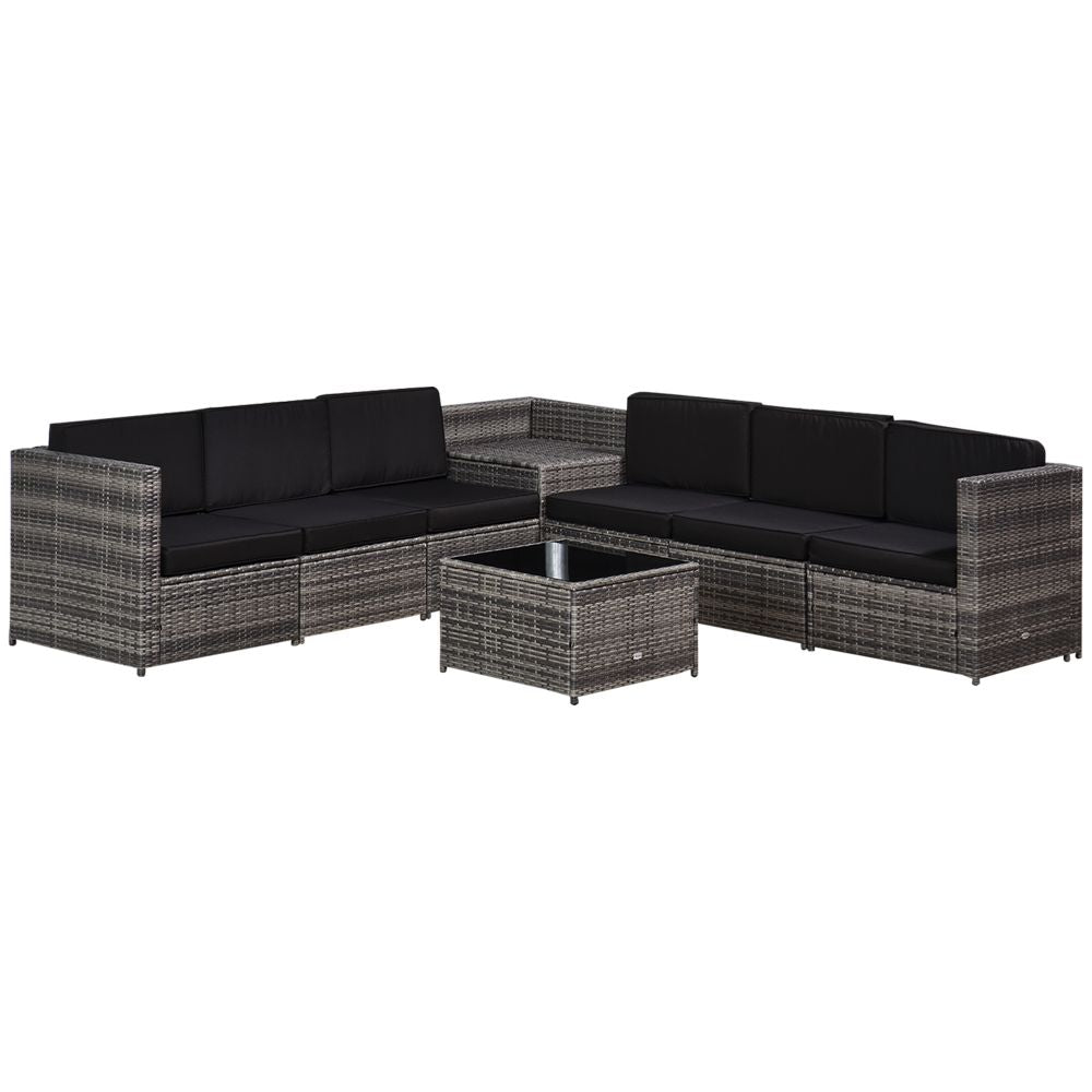 Outsunny Grey 6-Seater Rattan Sofa Set with Cushions - Stylish Comfort Awaits!