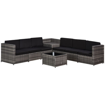 Outsunny Grey 6-Seater Rattan Sofa Set with Cushions - Stylish Comfort Awaits!