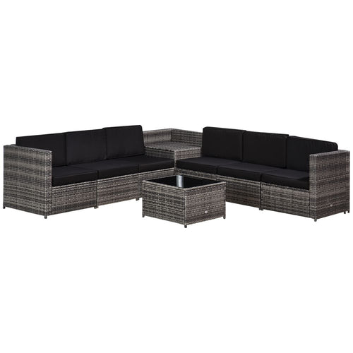 Outsunny Grey 6-Seater Rattan Sofa Set with Cushions - Stylish Comfort Awaits!