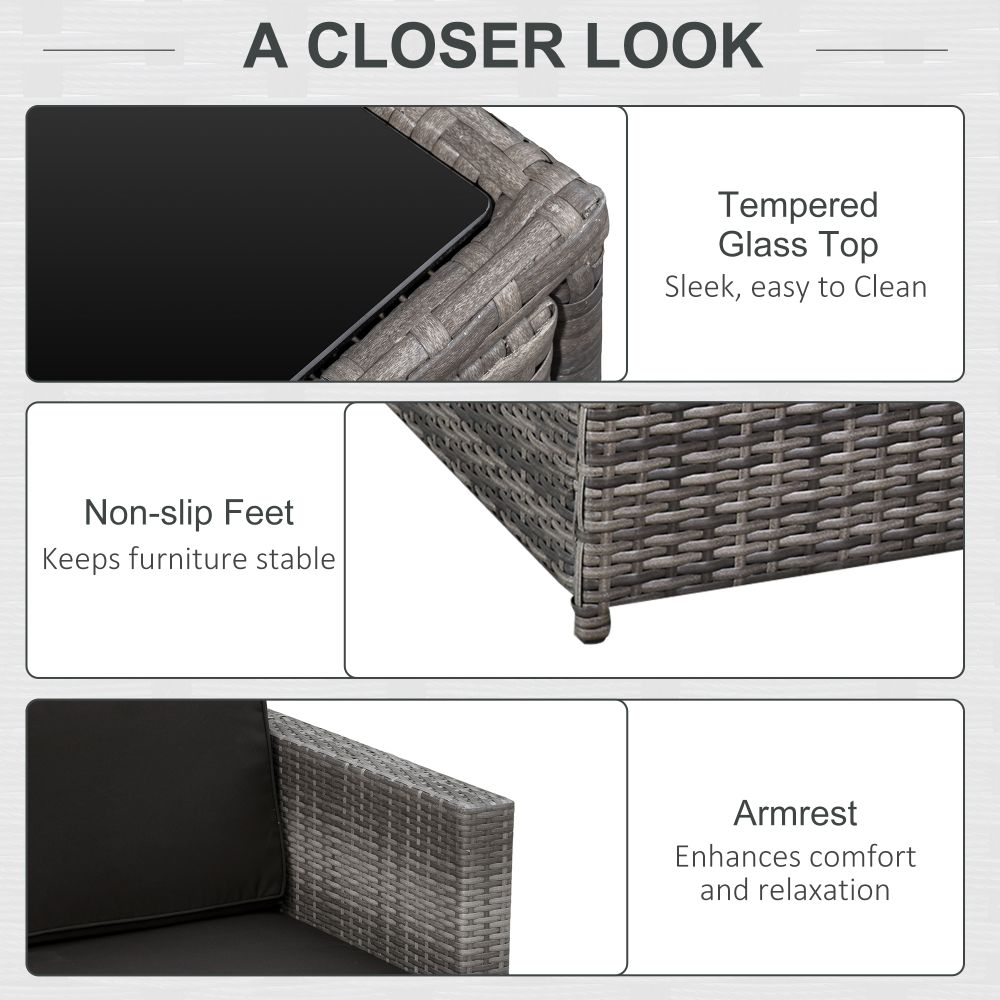 Outsunny Grey 6-Seater Rattan Sofa Set with Cushions - Stylish Comfort Awaits!