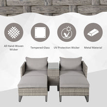 Load image into Gallery viewer, Versatile 5-Piece Rattan Sofa Set: Lounge, Bed &amp; Table in Stylish Grey

