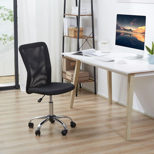 Ergonomic Armless Office Chair: Adjustable Mesh Back & Padded Comfort