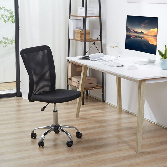 Ergonomic Armless Office Chair: Adjustable Mesh Back & Padded Comfort