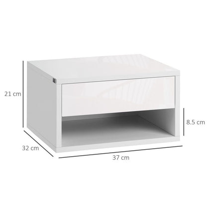 Dual Floating Bedside Tables with Drawers - Space-Saving Wall-Mounted Design