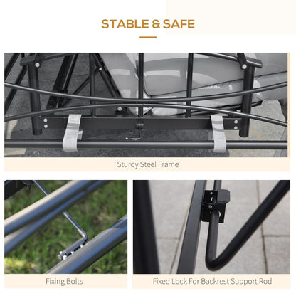 3-Seater Convertible Swing Bed with Canopy & Cushions - Grey Oasis Comfort