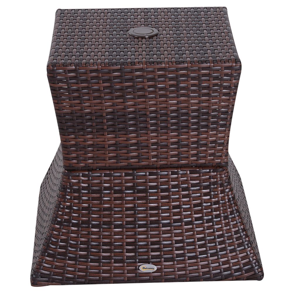 Outsunny Rattan Coffee Table with Umbrella Hole & Storage - Stylish Brown Design