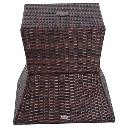 Outsunny Rattan Coffee Table with Umbrella Hole & Storage - Stylish Brown Design