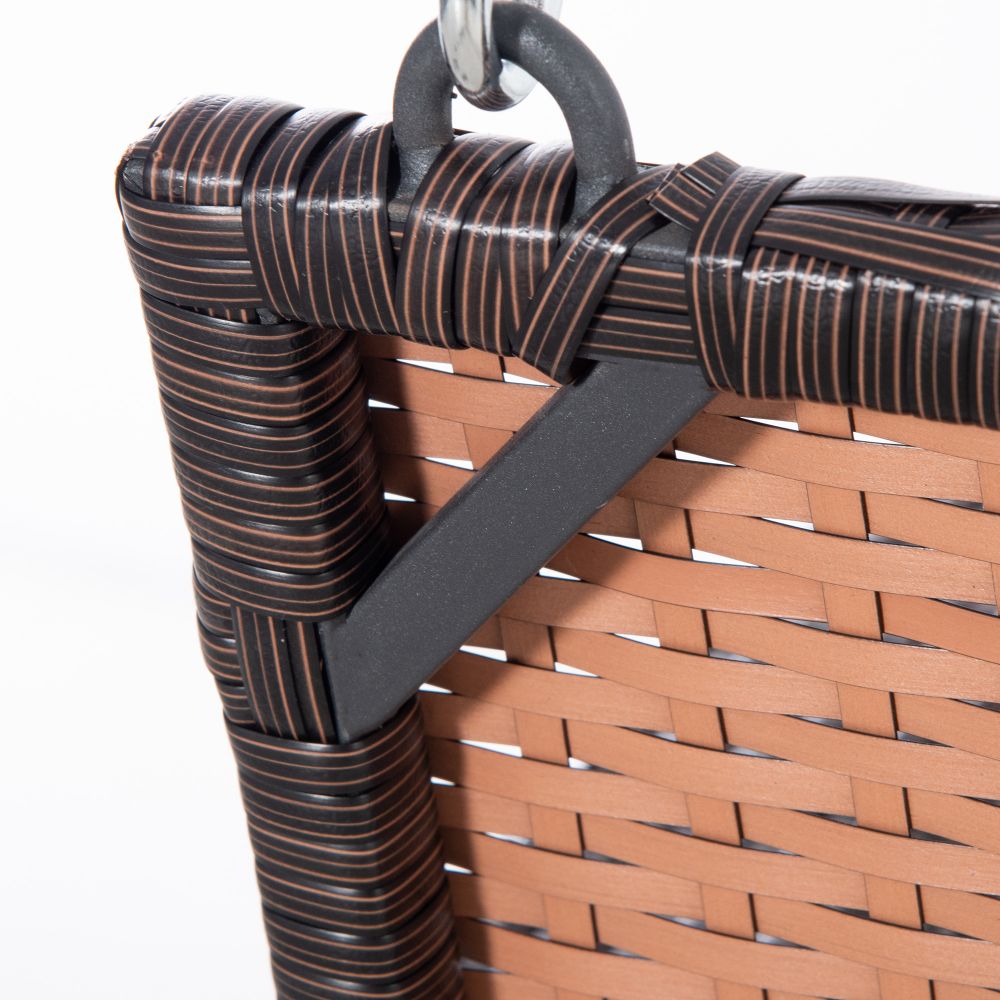 Cozy 2-Person Rattan Porch Swing Bench with Cushions – Cream White Comfort