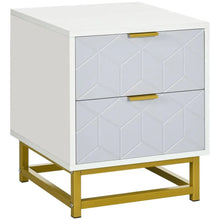 Load image into Gallery viewer, Elegant Art Deco Bedside Table with 2 Drawers &amp; Steel Frame - Chic Storage Solution
