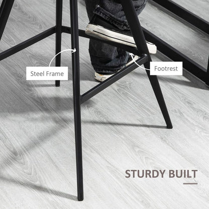 Vintage Duo: Dark Grey PU Leather Bar Stools with Steel Frame - Set of 2