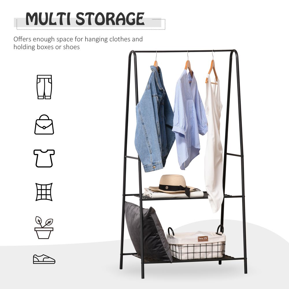 Stylish 2-Tier A-Frame Clothes Rack - Durable Steel Storage Solution