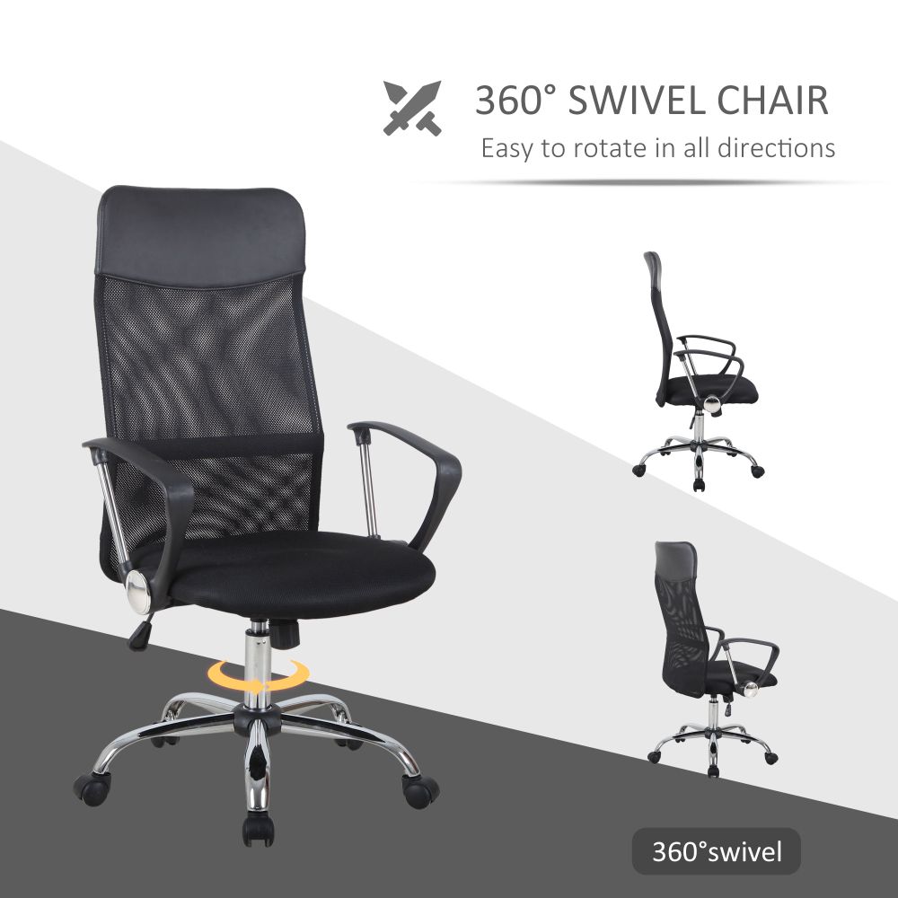 Executive Office Chair High Back Mesh Back Seat Desk Chairs, Black HOMCOM