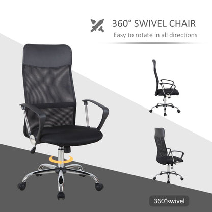Executive Office Chair High Back Mesh Back Seat Desk Chairs, Black HOMCOM