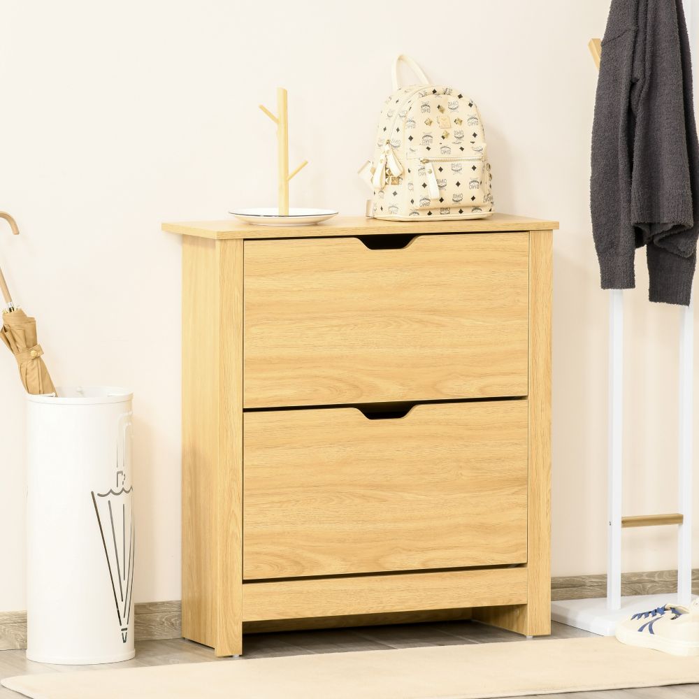 Elegant 12-Pair Shoe Storage Cabinet with Drawers & Display Tabletop - Brown