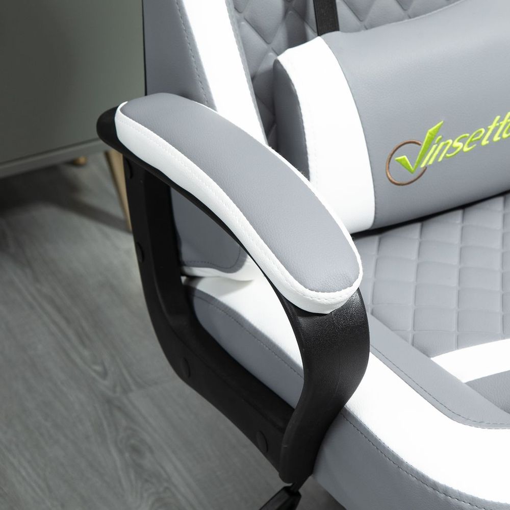 Pro Series Racing Gaming Chair - Ergonomic Comfort & Stylish Design in Grey/White