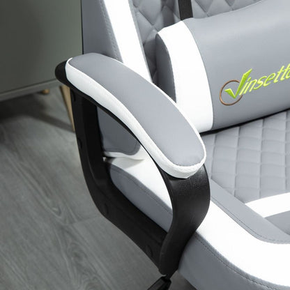 Pro Series Racing Gaming Chair - Ergonomic Comfort & Stylish Design in Grey/White