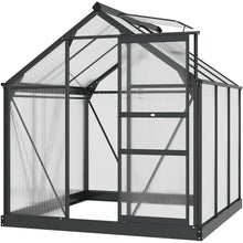 Load image into Gallery viewer, 6x6ft Polycarbonate Garden Greenhouse with Aluminium Frame &amp; Sliding Door
