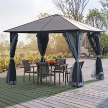 Load image into Gallery viewer, Stylish 3x4m Aluminium Gazebo with Hardtop Roof &amp; Mesh Curtains - Grey
