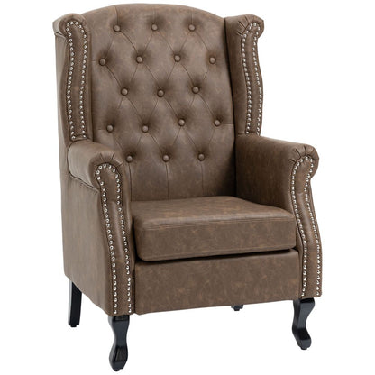 Vintage Chesterfield Wingback Accent Chair - Tufted Brown Elegance
