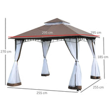 Load image into Gallery viewer, Elegant 3x3m Brown Gazebo with Netting - Perfect Outdoor Retreat!
