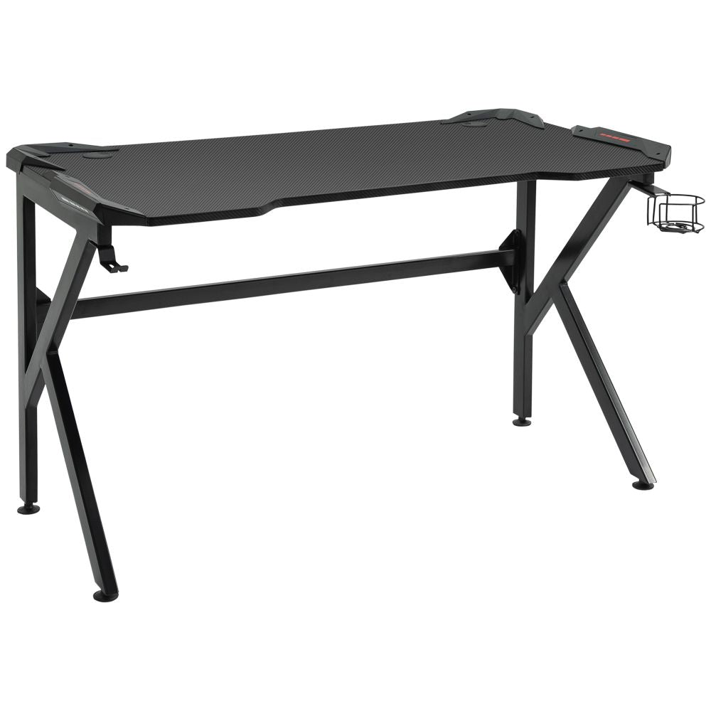 Ultimate Gaming Desk: Large Top, Steel Frame, Cup & Headphone Holder Included!