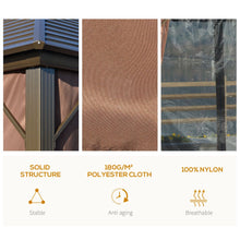 Load image into Gallery viewer, Outsunny 3m Hardtop Steel Gazebo with Double Roof &amp; Net Curtains - Brown
