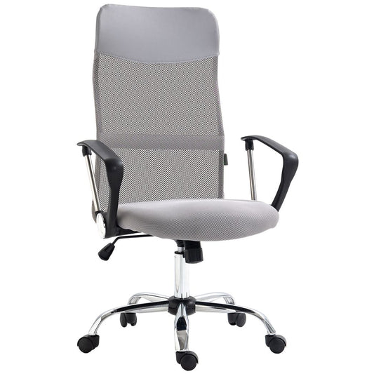 HOMCOM High Back Mesh Office Chair - Stylish Comfort in Light Grey