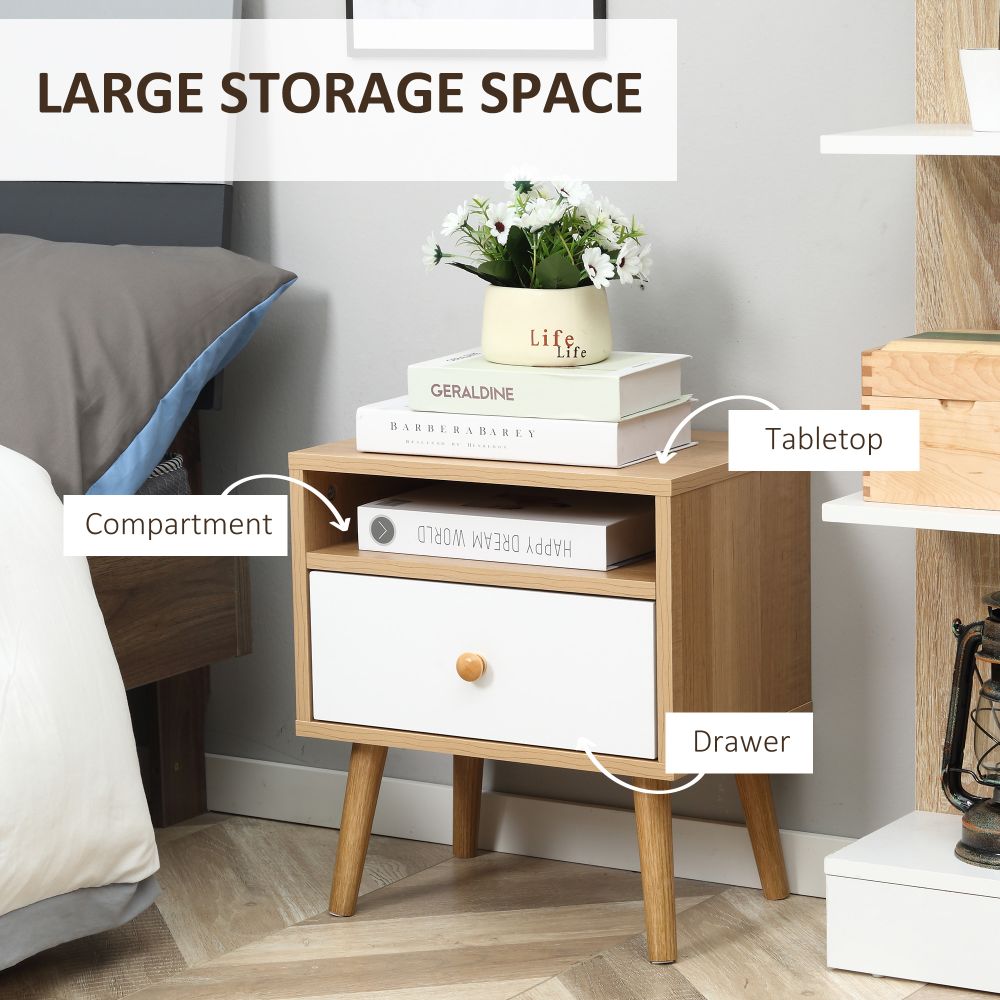 Modern Minimalist Nightstand with Drawer & Shelf - Stylish Bedside Storage