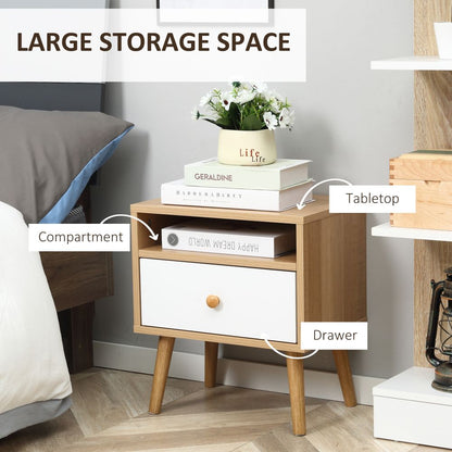 Modern Minimalist Nightstand with Drawer & Shelf - Stylish Bedside Storage