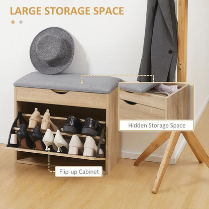 HOMCOM Multifunctional Shoe Bench with Cushion & Storage for Stylish Entryways