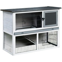Load image into Gallery viewer, Cozy Grey Rabbit Hutch &amp; Run with Removable Tray - Perfect for Indoor &amp; Outdoor Fun!
