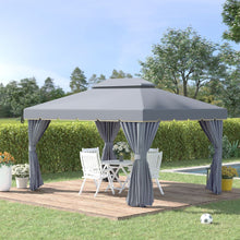 Load image into Gallery viewer, 3x4m Grey Aluminium Gazebo with Tiered Roof &amp; Mesh Sides - Perfect for Outdoor Events
