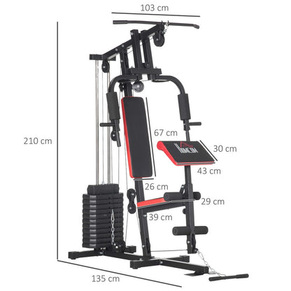 66kg Multi Home Gym Machine by HOMCOM - All-in-One Strength Training Station